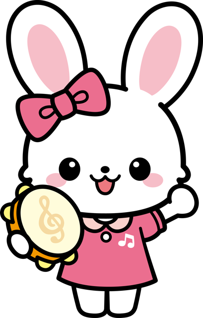 タンバリンを持ったうさぎのキャラクター